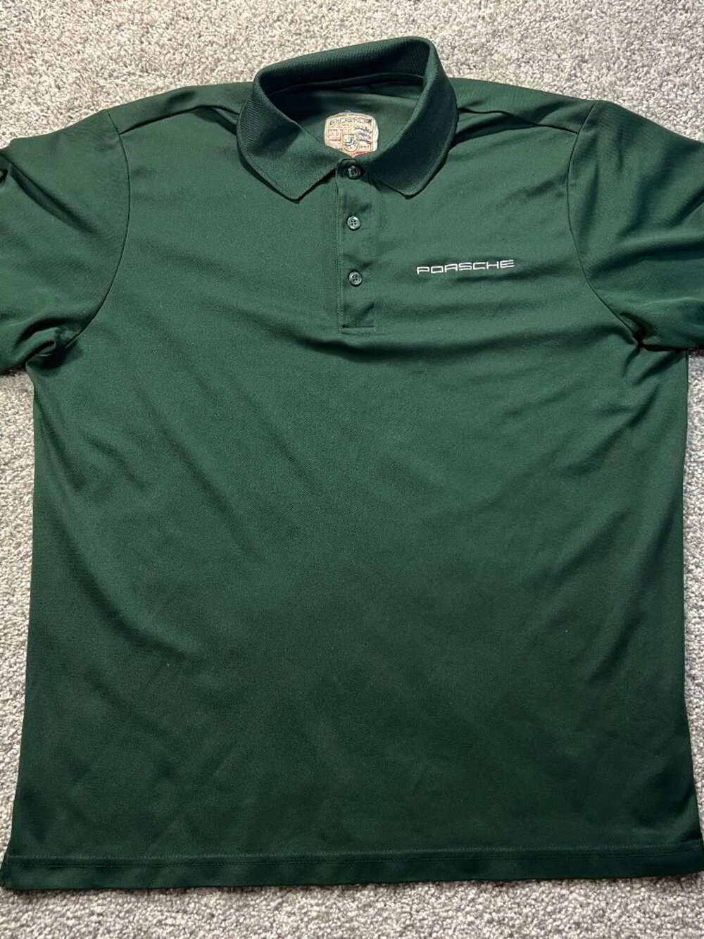 Men's Porsche Long Sleeve Polo Dark Green with Back and Front Logo (No Size Tag)
